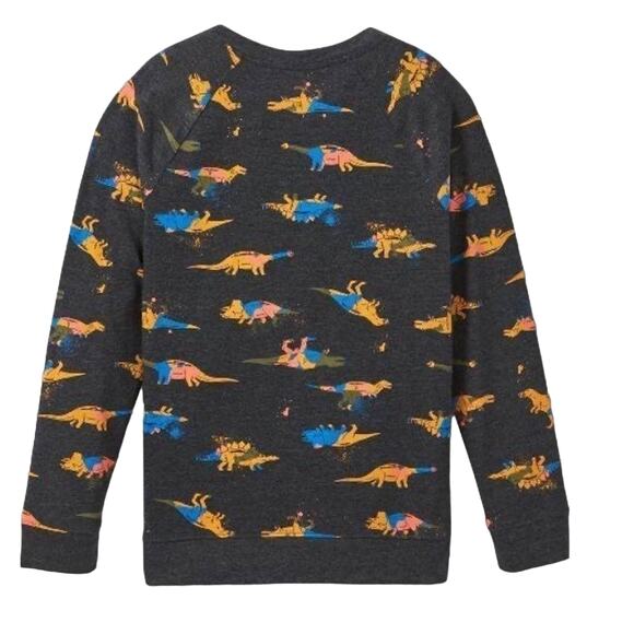 Boys Dino Print Shirt 8/10 Medium Dinosaurs Long Sleeve Black Blue Cat Jack New - Picture 2 of 3